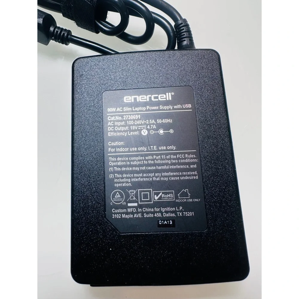 Enercell 90W Slim AC Universal Laptop Power Supply 19V 2730691 with 8 Tips USB